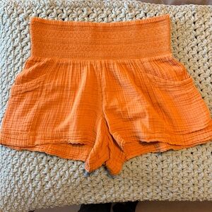 Anthropologie High-Waisted Orange Shorts